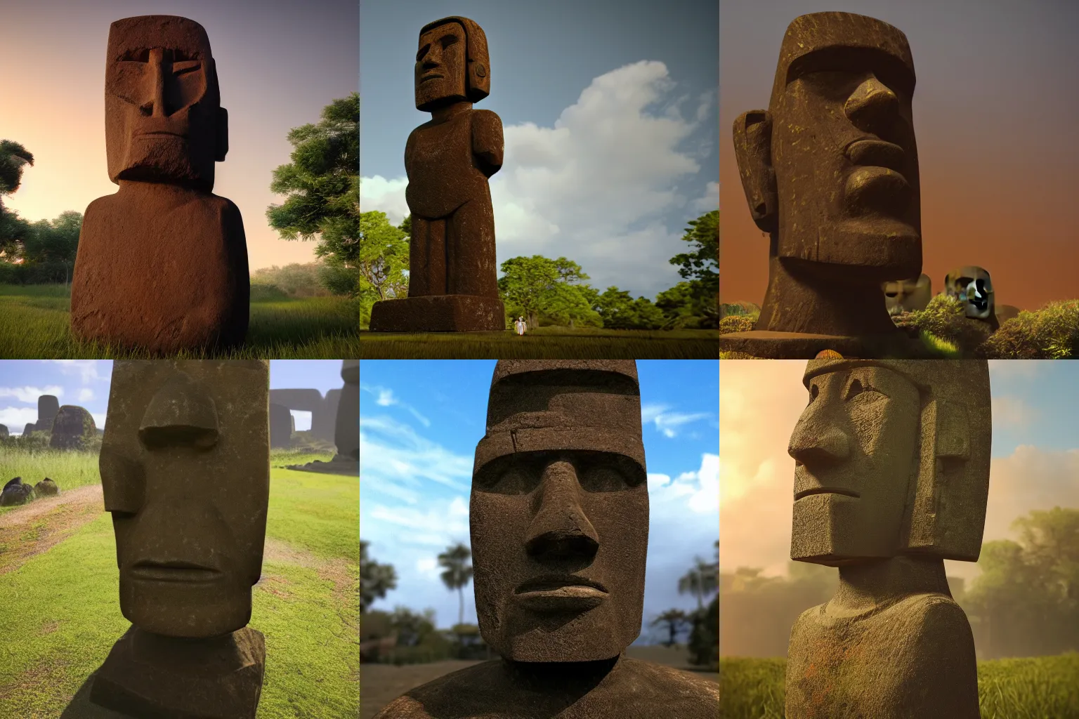 Prompt: Single Moai statue, Epic lighting, trending on artstation, artstationHD, artstationHQ, unreal engine, 4k, 8k