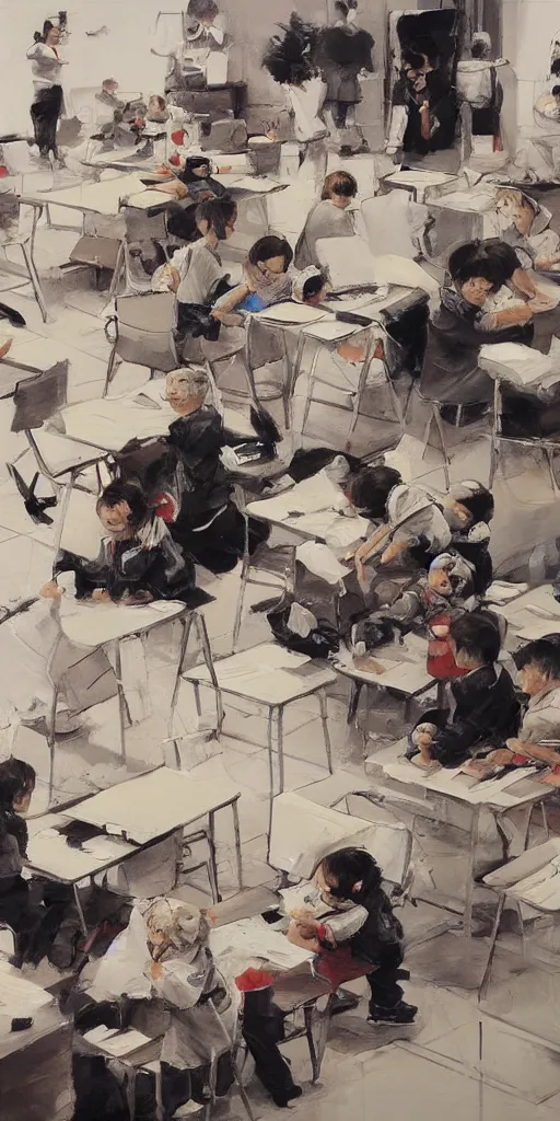 Image similar to oil painting scene from school by kim jung gi