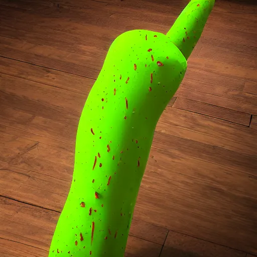 Image similar to wooden staff splattered with green slime, octane render