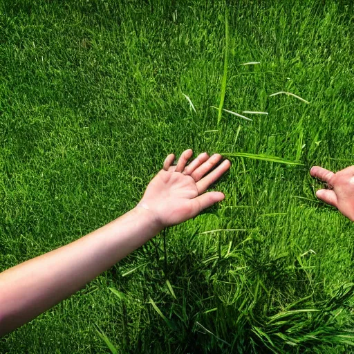 Person touching grass - Stock Image - F012/0423 - Science Photo Library