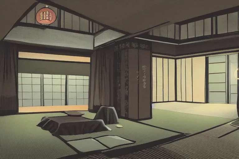 Prompt: concept art of japanese room, sen no rikyu, mad paint