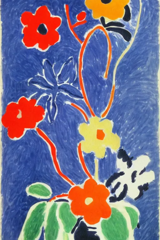 Image similar to flowers in the style oh Henri Matisse, poster