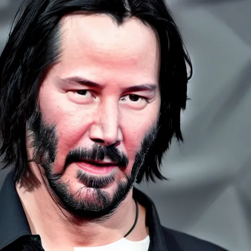 Prompt: Keanu Reeves, Greek God of Guns and Rock, Lightning and thunder on background, cinematic lighting