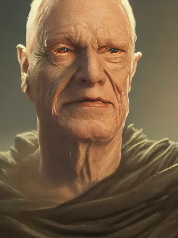 Prompt: portrait art of Palpatine but (((ginger))), 8k ultra realistic , lens flare, atmosphere, glow, detailed, intricate, full of colour, cinematic lighting, trending on artstation, 4k, hyperrealistic, focused, extreme details, unreal engine 5, cinematic, masterpiece