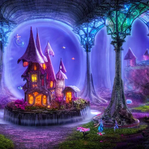 Image similar to photo inside an ethereal magical fairy city, highly detailed, 4k, HDR,