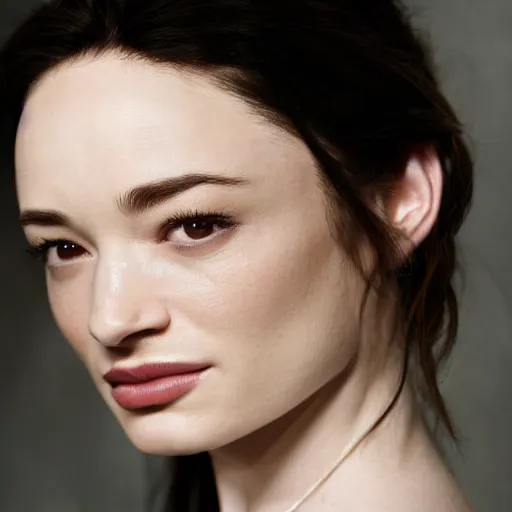 Prompt: Beautful portrait shot of crystal reed, realistic face, detailed, beautiful lighting, movie still