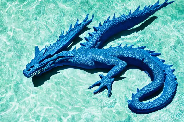 Image similar to photograph of a dragon emerging from a pool of blue slime