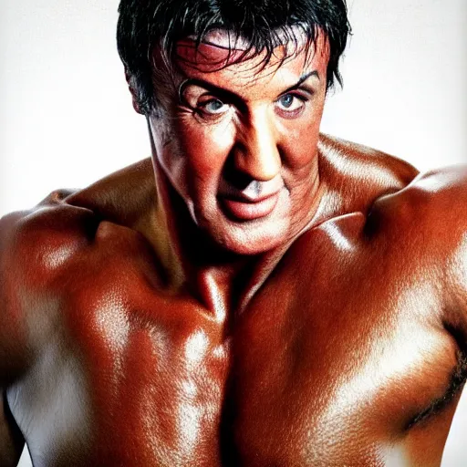 Prompt: color portrait of sylvester stallone