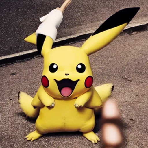 Image similar to pikachu from pokemon as a real human, portrait photography by annie leibovitz