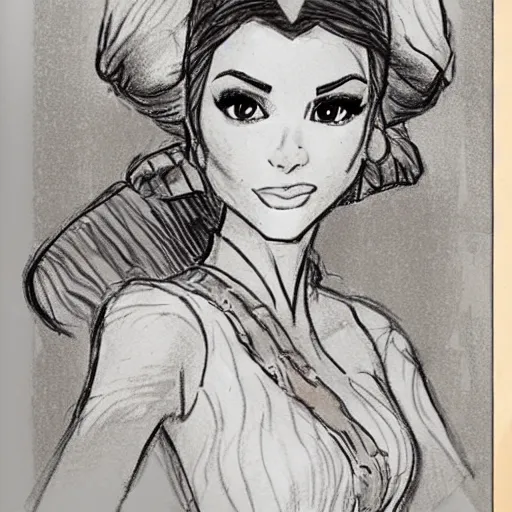 Image similar to milt kahl sketch of victoria justice as princess padme from star wars episode 3