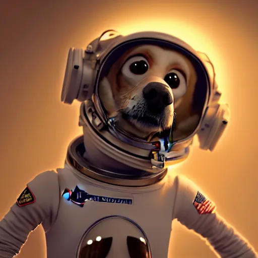 an astronaut dog by Disney Pixar, highly detailed