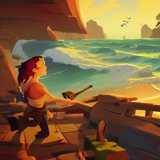 Image similar to painting treasure on sea of thieves game smooth median photoshop filter cutout vector, behance hd by jesper ejsing, by rhads, makoto shinkai and lois van baarle, ilya kuvshinov, rossdraws global illumination