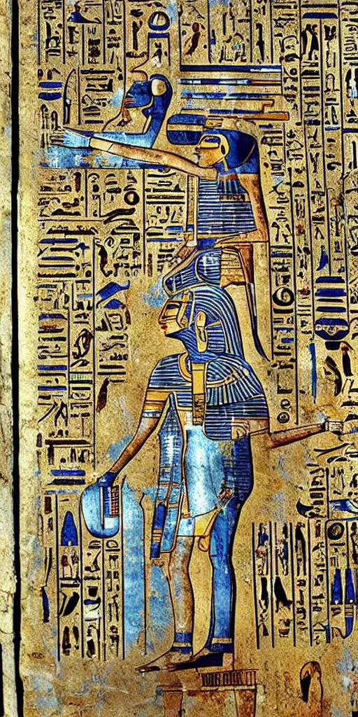 Image similar to egyptian hieroglyph blueprints to a spaceship