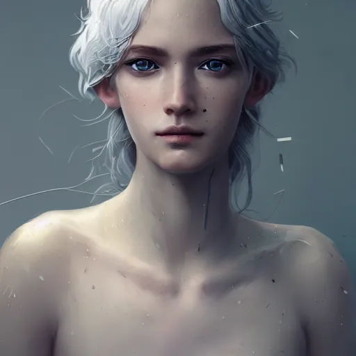 Image similar to winds of winter, au naturel, grey eyes, hyper detailed, digital art, trending in artstation, cinematic lighting, studio quality, smooth render, unreal engine 5 rendered, octane rendered, art style by klimt and nixeu and ian sprigger and wlop and krenz cushart