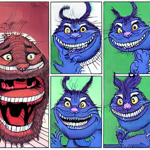 Prompt: joe Biden animorphs into Cheshire Cat, John tenniel art style