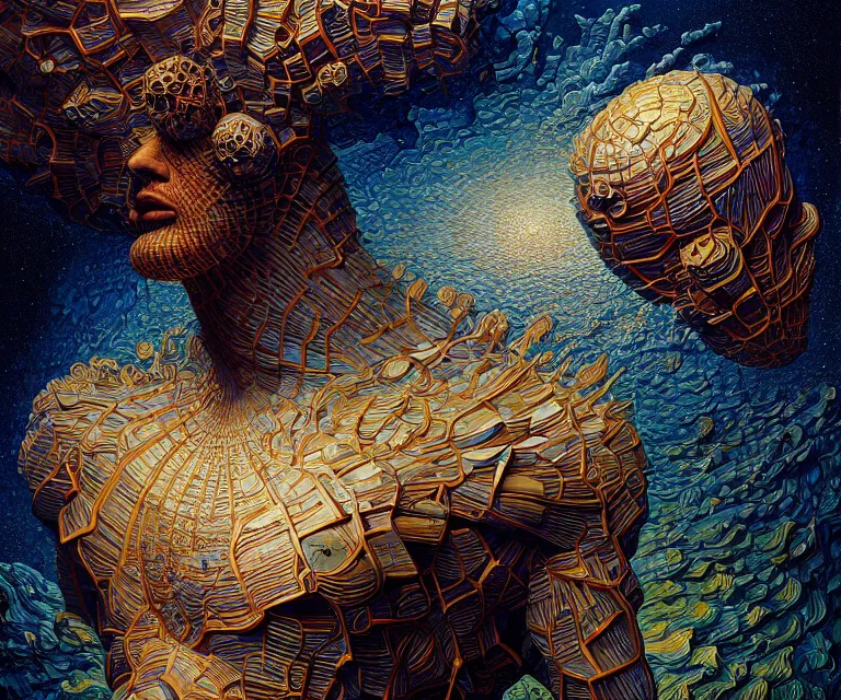 Image similar to hyper detailed 3d render like a Oil painting - atlas dramatically supporting the universe on his shoulders, by Jacek Yerka, Mariusz Lewandowski, Houdini algorithmic generative render, Abstract brush strokes, Masterpiece, Edward Hopper and James Gilleard, Zdzislaw Beksinski, Mark Ryden, Wolfgang Lettl, hints of Yayoi Kasuma, octane render, 8k