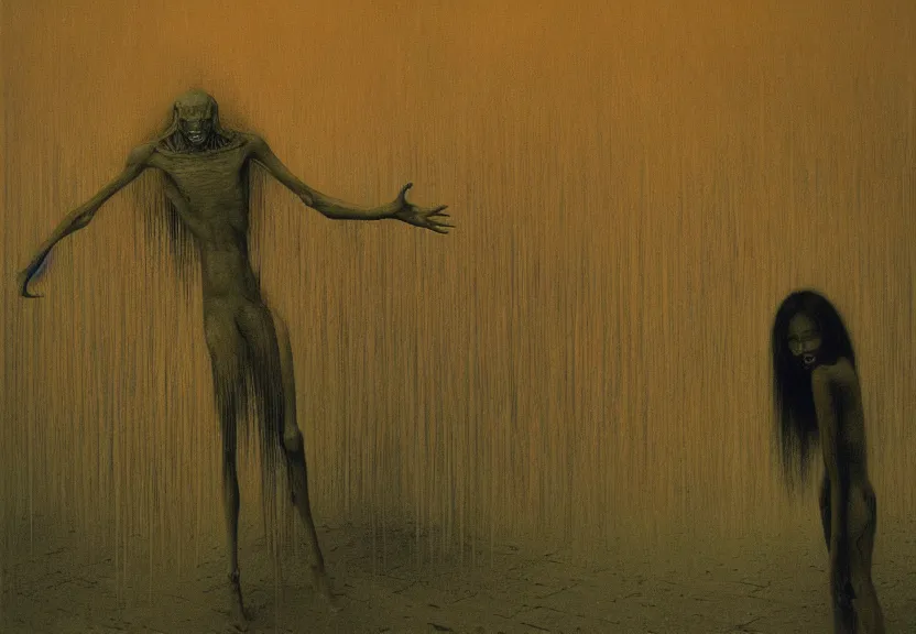 Prompt: dark macabre loss of control and choice by zdislaw beksinski