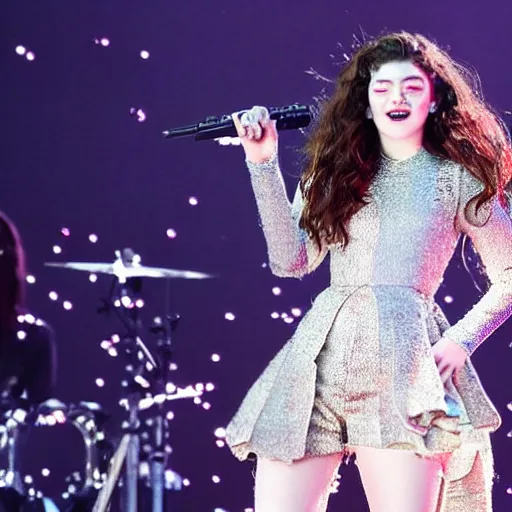 Image similar to lorde performing at the superbowl in 4 k,