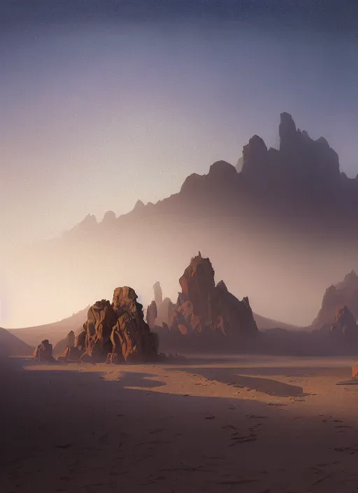 Prompt: a desert oasis shrouded in sinister darkness,, extremely detailed oil painting, unreal 5 render, rhads, sargent and leyendecker, savrasov levitan polenov, bruce pennington, studio ghibli, tim hildebrandt, digital art, landscape painting, octane render, beautiful composition, trending on artstation, award winning photograph, masterpiece