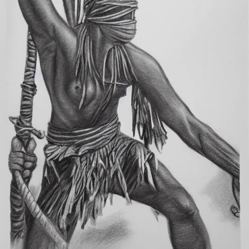 Image similar to mummy mummy fighting warrior, in jungle, pencil drawing, engraving, simple