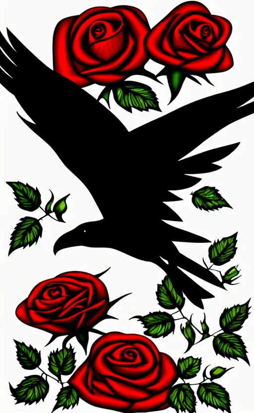 Image similar to ravens and roses illustration