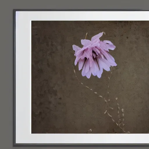 Prompt: The print is a beautiful and haunting work of art of a series of images that capture the delicate beauty of a flower in the process of decaying. The colors are muted and the overall effect is one of great sadness. by Leticia Gillett, by Pete Turner tender, blocks