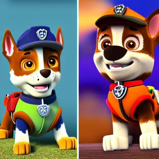 Image similar to paw patrol as real life characters, furry, photorealistic, cinematic, 3 5 mm