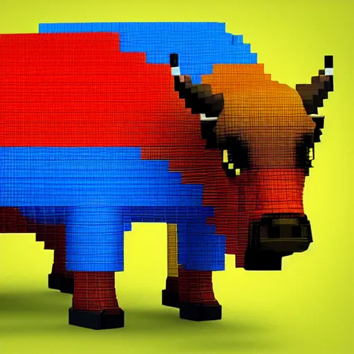 Prompt: voxel art bison