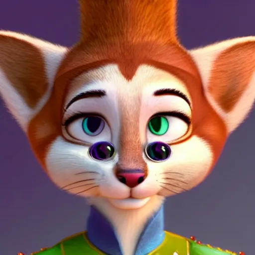 Prompt: princes jasmin, anthropomorphic cat, in the style of zootopia