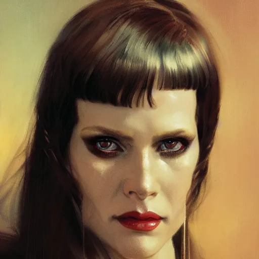 Image similar to an portrait of an happy female replicant from blade runner, detailed, centered, digital painting, artstation, concept art, donato giancola, Joseph Christian Leyendecker, WLOP, Boris Vallejo, Breathtaking, 8k resolution, extremely detailed, beautiful, establishing shot, artistic, hyperrealistic, beautiful face, octane render