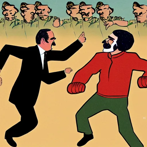 Image similar to Illustration of George H.W. Bush punching Saddam Hussein