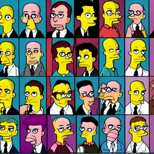 Image similar to howard phillips lovecraft in the form of the simpsons characters