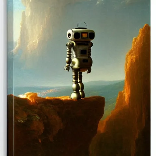 Image similar to a robot standing on the ledge by thomas cole