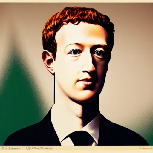 Image similar to Mark Zuckerberg, by Rene Magritte