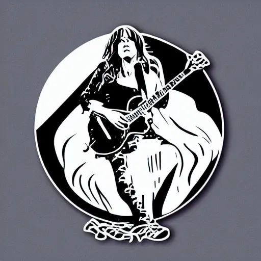 Image similar to stevie nicks playing guitar and singing, sticker - art, svg vector, adobe - illustrator