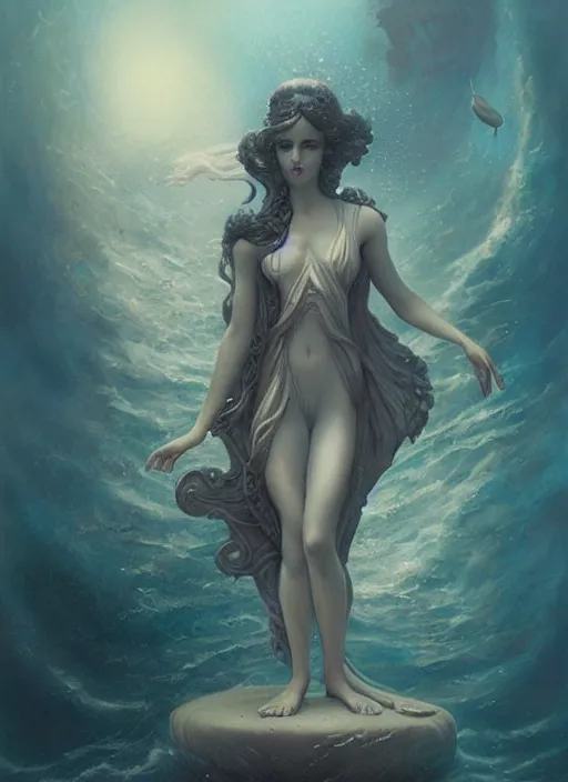 Image similar to a statue under the sea, by tom bagshaw,