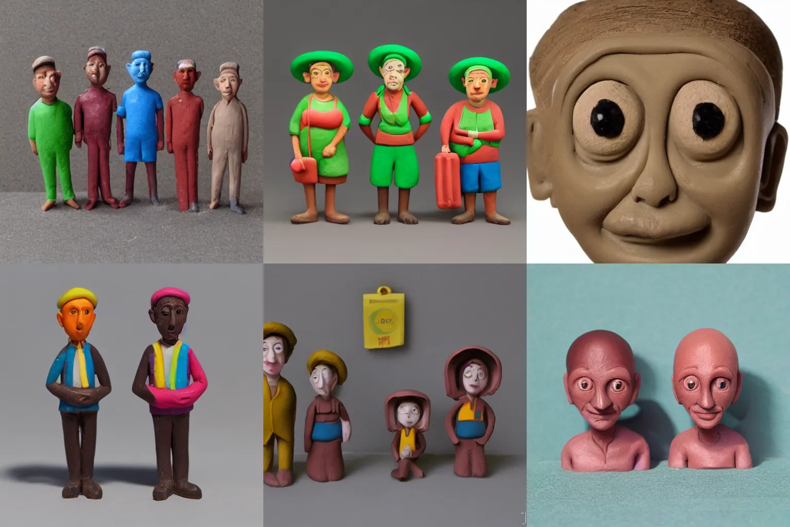 Prompt: plasticine porters with looking glass eyes, 8k, detailed,