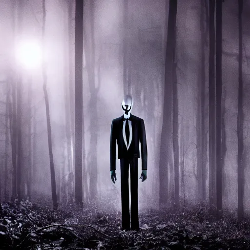 Prompt: Slenderman with tentacles, standing in a moonlight forest at night, dark imagery 8k high resolution photography, extra scary picture
