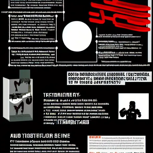 Image similar to infographic explaining the terminator ( 1 9 8 4 )