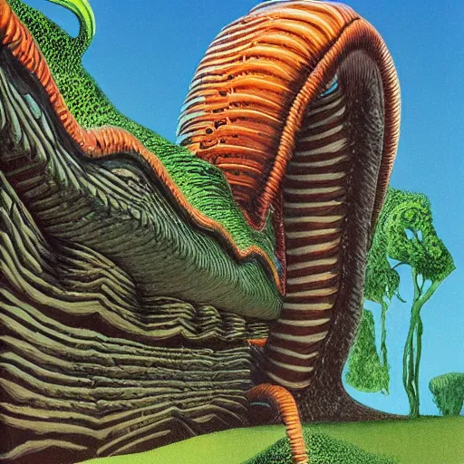 Image similar to Large centipede next to a house by Roger Dean