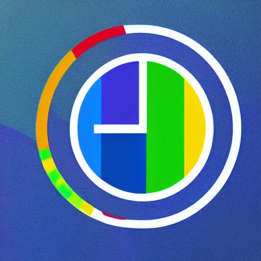 Prompt: a corporate logo with a multicoloured circle and dots around it