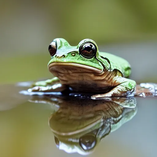 Image similar to frog livestreaming on twitch, award winning photograph