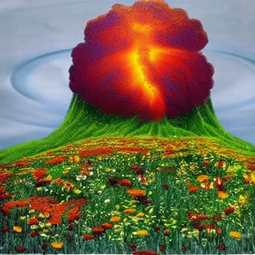 Image similar to nuclear explosion made of flowers