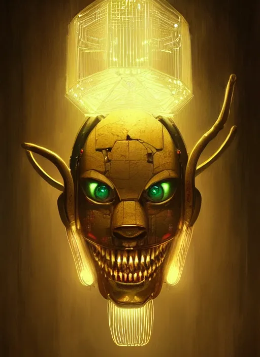 Image similar to portrait of springtrap, intricate, elegant, glowing lights, highly detailed, digital painting, artstation, concept art, sharp focus, illustration, art by wlop, mars ravelo and greg rutkowski