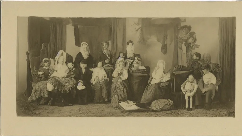 Prompt: albumen print of a lycens family