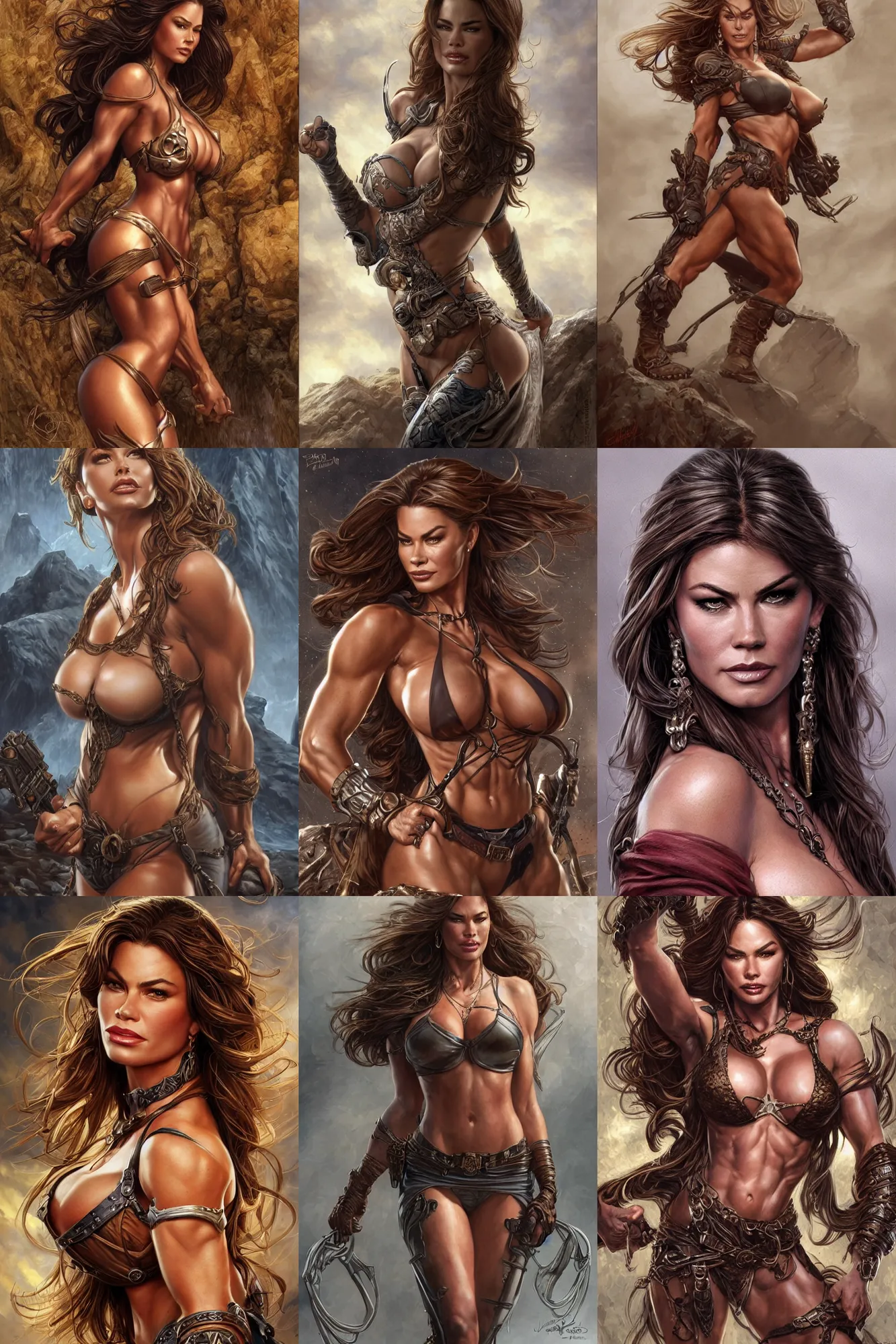 Image similar to muscled Sofía Vergara as a ruggedly handsome heroine, intricate, elegant, highly detailed, centered, digital painting, artstation, concept art, smooth, sharp focus, illustration, art by artgerm and donato giancola and Joseph Christian Leyendecker, Ross Tran, WLOP