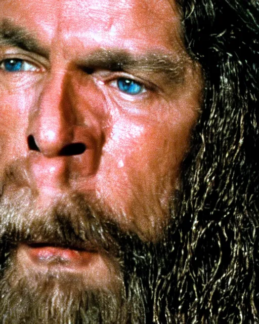 Prompt: film still close - up shot of vince mcmahon as jesus from the movie the passion of the christ. photographic, photography