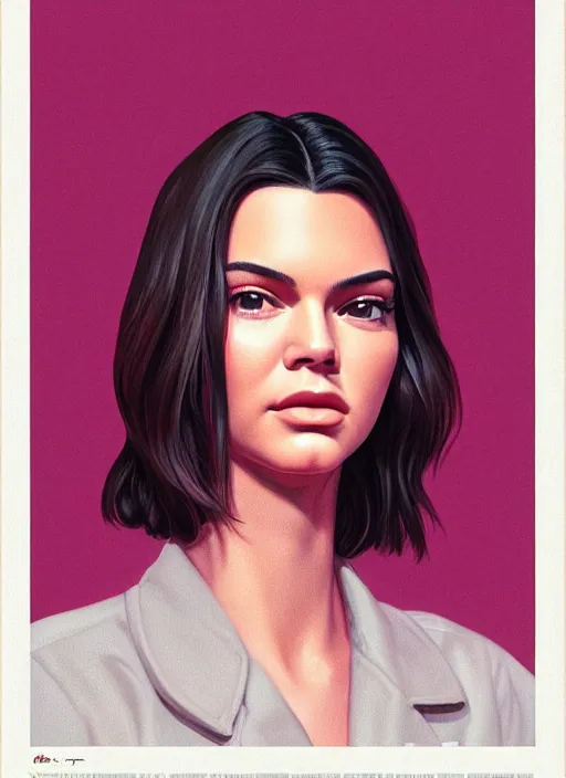 Image similar to twin peaks movie poster art, portrait of kendall jenner, from scene from twin peaks, clean, simple illustration, nostalgic, domestic, highly detailed, digital painting, artstation, concept art, smooth, sharp focus, illustration, artgerm, donato giancola, joseph christian leyendecker, wlop