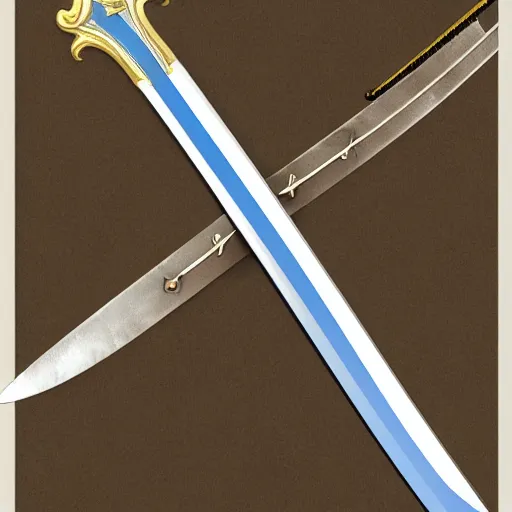 Prompt: A huge two-handed sword with a wavy blade and large cross guard, nearly six feet long. The blade has a faint blue sheen, and radiates a sense of unease. Photorealistic