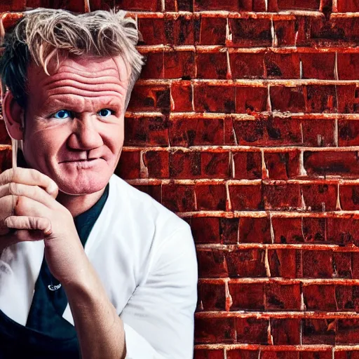 Prompt: Gordon Ramsey eating bricks, crying, photo, crisp, 8k